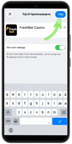 Knappen Tilføj til FreshBet Casino