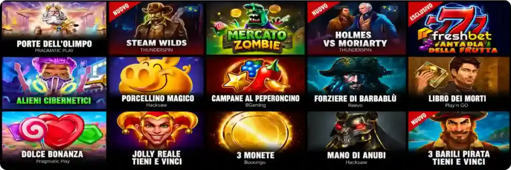 Elenco dei giochi di slot più popolari su FreshBet