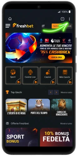 Homepage di FreshBet Casino